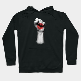 Flag of Japan on a Raised Clenched Fist Hoodie